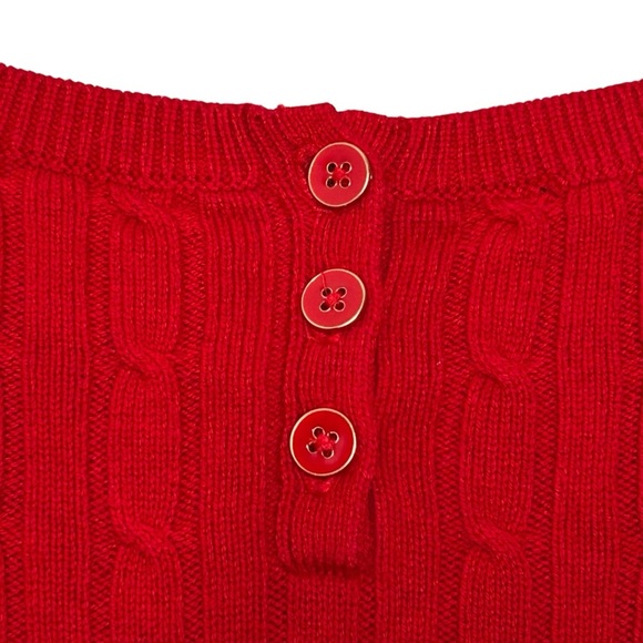 Talbots Cherry Red Round Neck Cable Knit Long Sleeve Sweater Sz LP - Picture 5 of 7